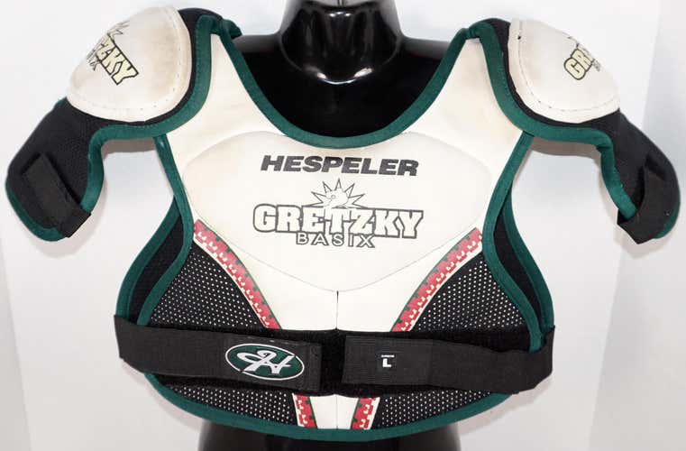 HESPELER JR LARGE - GRETZKY BASIX CHEST SHOULDER PADS HOCKEY JUNIOR PLAYERS USED