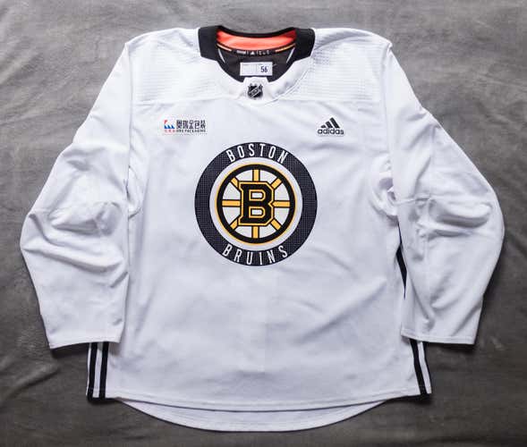 Made in Canada Boston Bruins blank game worn Adidas practice jersey. Size 56.
