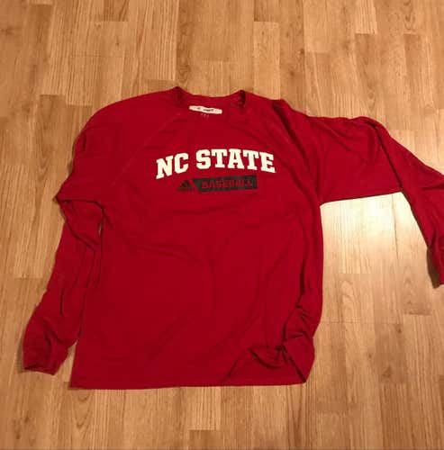 Red NC State Baseball Long Sleeve T Shirt