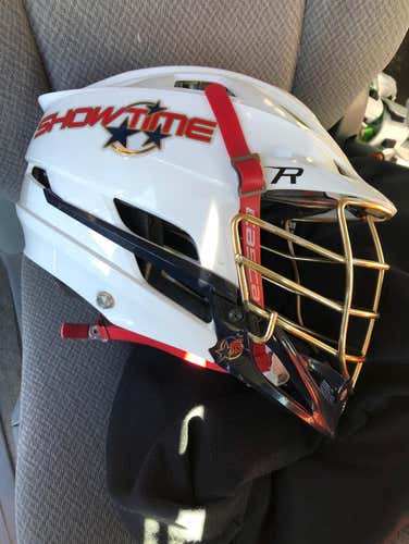 White Cascade R Helmet With Gold Facemask