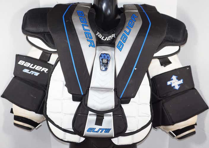 BAUER ELITE ADULT SMALL GOALIE CHEST & ARM PAD PROTECTOR ICE ROLLER HOCKEY USED