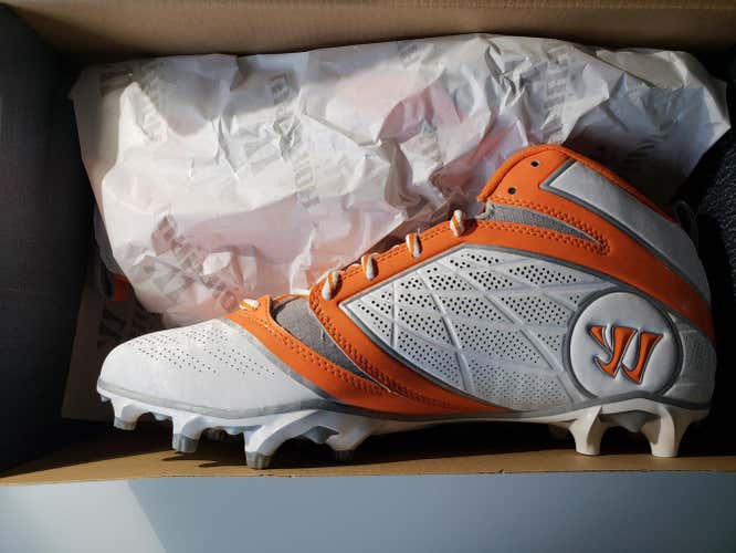 Brand New White and Orange Warrior Burn Cleats (Still In Box)