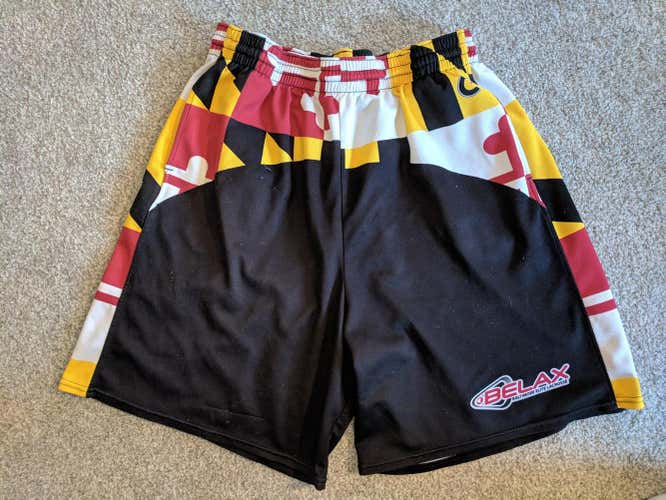 Vintage Belax Maryland Flag Patterned Lacrosse Shorts - Size XL