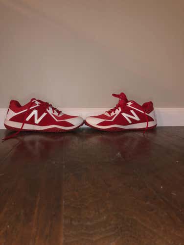 New Balance Red And White Turf Shoes