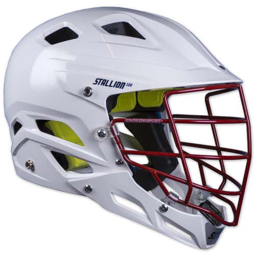 New STX Stallion 100 Youth Helmet Helmet White Shell Red Guard Youth Medium Large