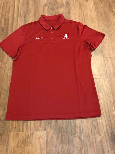 New Nike Alabama Crimson Tide Dri-Fit Short Sleeve Polo Shirt MENS L