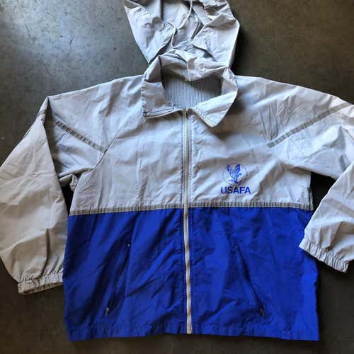 Men's Vintage 90s Air Force Falcons USAFA Silver 3M Blue Windbreaker Jacket Sz L
