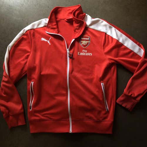Men's PUMA Arsenal FC Red White Soccer FIFA Warm Up Track Full Zip Jacket Sz S