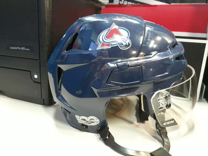 CCM V08 Pro stock helmet, Colorado Avalanche game used, Anton Lindholm #54