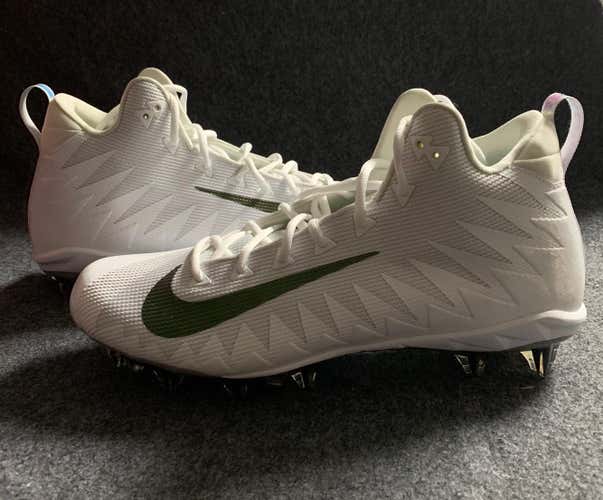 Nike Alpha Menace Pro Mid Football Cleats White Grey Metallic 871451-102  Size 13