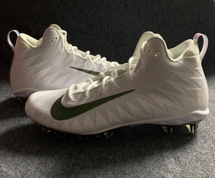 Nike Alpha Menace Pro Mid Football Cleats White Grey Metallic 871451-102 Size 13