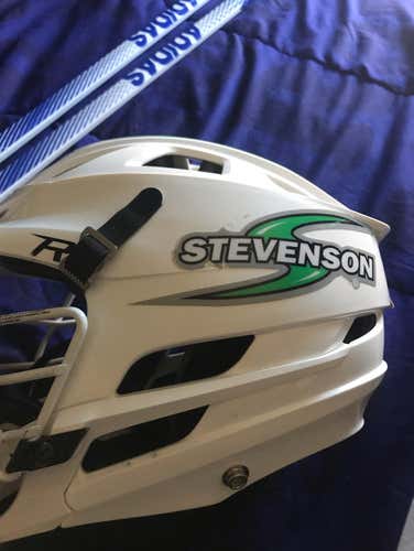 2 College Lacrosse Helmets. Stevenson And Delaware U And Mission Blank Shaft Matte Black
