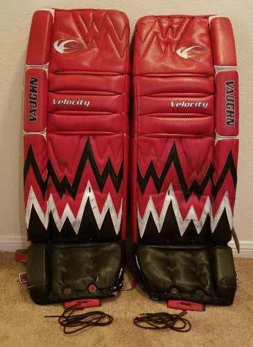 Vaughn Velocity V3 7500 Pro Goalie Leg Pads - 34+2" - Red/Black/White (Iceberg) + BONUS