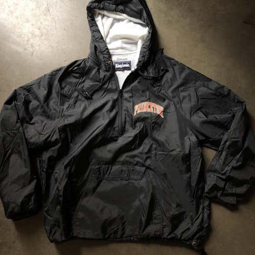 Men's Vintage Princeton Tigers Black Windbreaker Lined Hooded Track Jacket Sz L