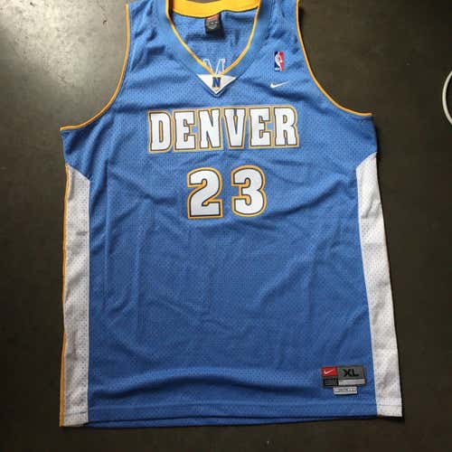 Men's Nike Team Denver Nuggets Marcus Camby Home Sky Blue Swingman Jersey Sz XL