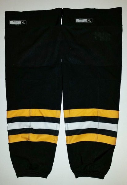 2015-17 PITTSBURGH PENGUINS Black Yellow XL Reebok NHL Pro Hockey Game Socks