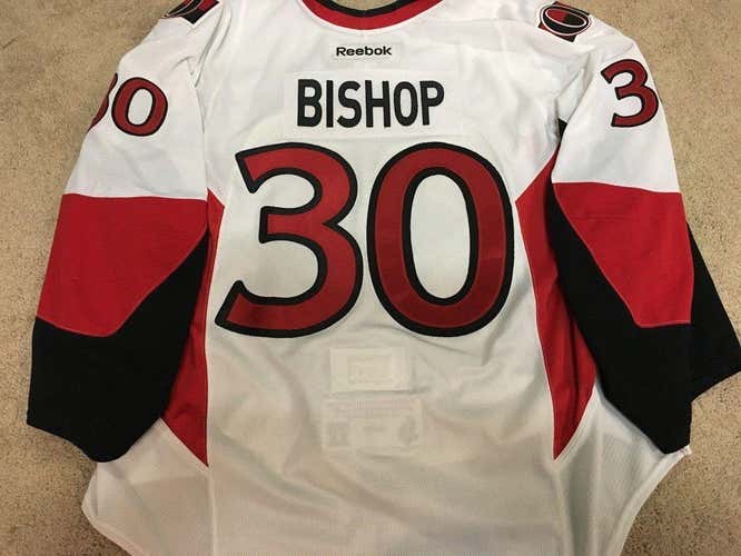 BEN BISHOP 11'12 White Ottawa Senators NHL GOALIE Game Worn Used Jersey COA