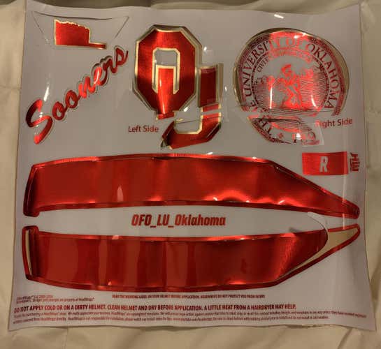 The University of Oklahoma Custom R-Helmet Decals