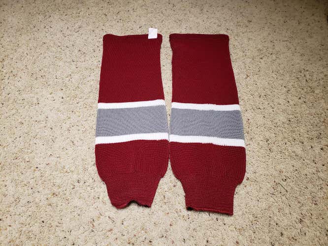 Burgundy Crimson Gray Knit Socks 28"