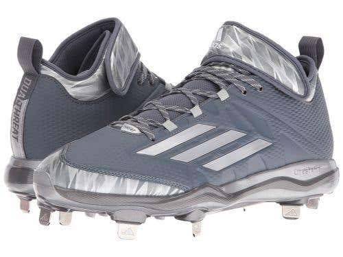 ADIDAS DUAL THREAT BASEBALL CLEATS 8 METAL SPIKES GREY MID-CUT LITESTRIKE 8.0 BRAND NEW $100 MID