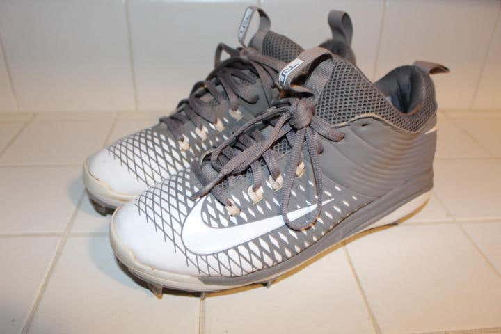 NIKE PRO MIKE TROUT II 2 SIGNATURE EDITION 2KFILTH BASEBALL CLEATS 7.5 METAL SPIKES WHITE GREY HTF