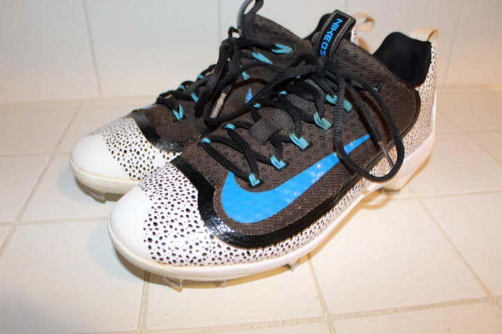 NIKE PRO HUARACHE 2KFILTH ELITE LOW BASEBALL CLEATS 8 METAL SPIKES BLACK BLUE TROUT WHITE 8.0 HTF