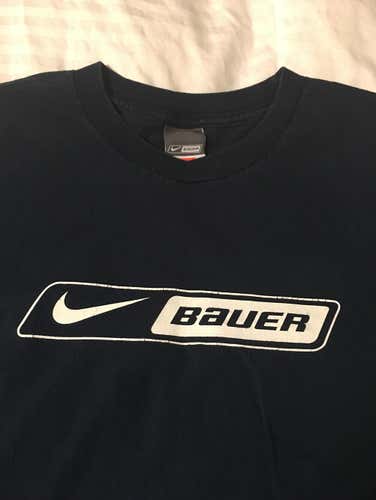 Vintage Nike Bauer Hockey Tee 2XL Navy Blue