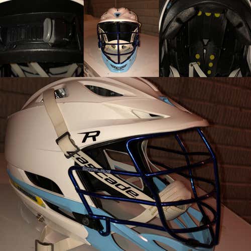White Cascade R w/ Blue Chrome facemask & Baby Blue chin