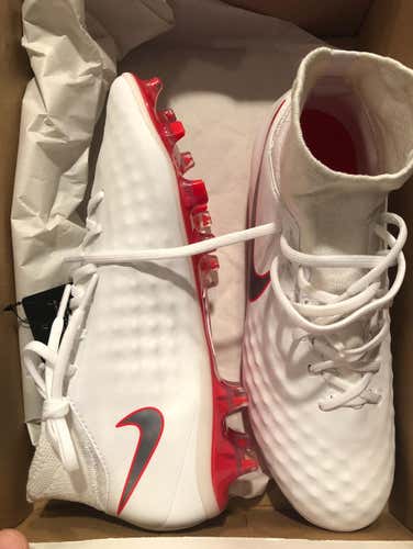 NIKE MAGISTA OBRA II PRO DF FG SOCCER CLEATS (WHITE/METALLIC COOL GREY)
