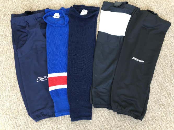 5 Pair - CCM, Reebok, Bauer and Kamazu Hockey Socks, Sr.