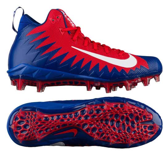 NIKE AIR ALPHA MENACE PRO FOOTBALL LACROSSE CLEATS BLUE RED FLYWIRE 10 NFL BRAND NEW $100 HIGH HTF