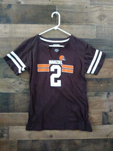 Ladies NFL Football CLEVELAND BROWNS #2 Johnny Manziel Open Neck Player Jersey Shirt