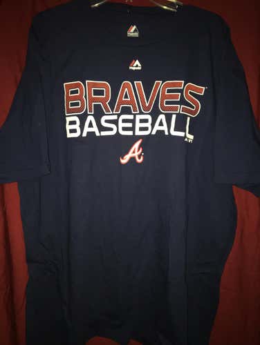 New Atlanta Braves XXL 2XL Majestic MLB Baseball T-Shirt