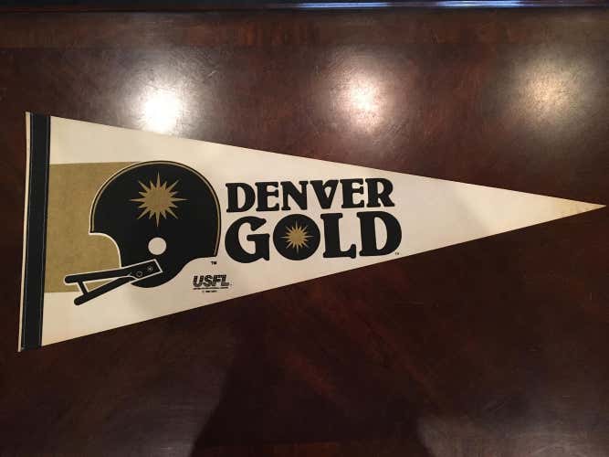 Rare Vintage USFL Football Denver Gold Football Pennant Memorabilia
