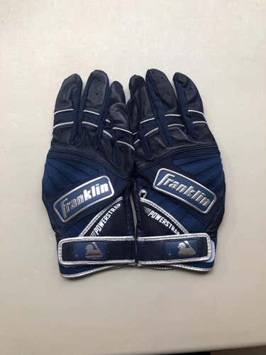 New Jose Altuve Custom Pro Issued Large Navy / Silver Franklin Powerstap Batting Gloves