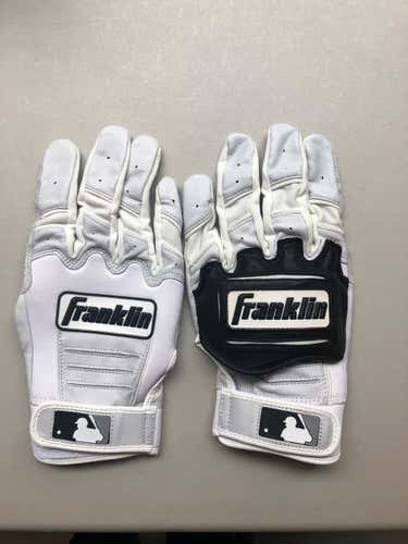 New Aaron Hill Custom Pro Issued Large White / Black Padded Franklin Batting Gloves w/ Knucklepad