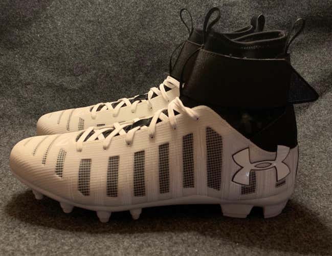 Under Armour C1N MC Cam Newton Football Cleats 1289763-102 White/Black  Size 12