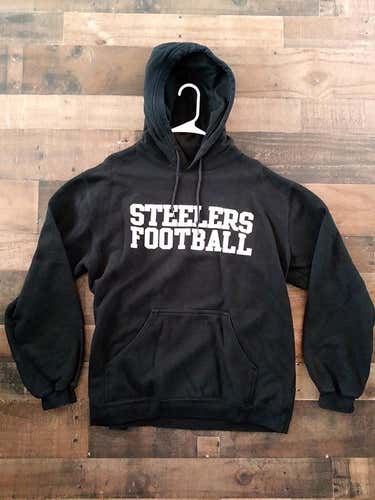 Reebok NFL Football PITTSBURGH STEELERS Black White Hoodie Pullover Sweatshirt