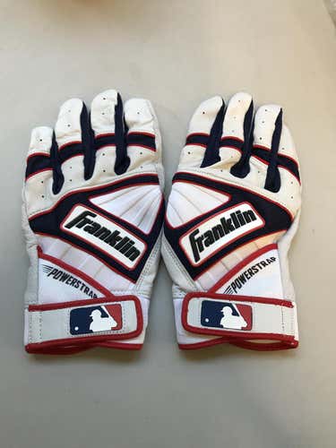 New Hanley Ramirez Custom Pro Issued White/Navy/Red Franklin Batting Gloves Large