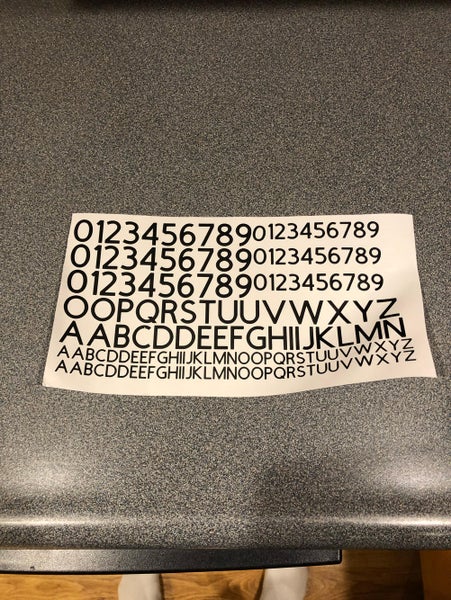 Numbers And Letters Vinyl Dye Decals