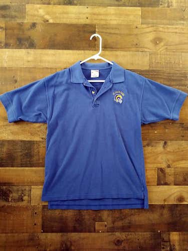 Defunct Vintage NFL Football ST LOUIS RAMS Thermal Pattern Embroidered Polo Shirt