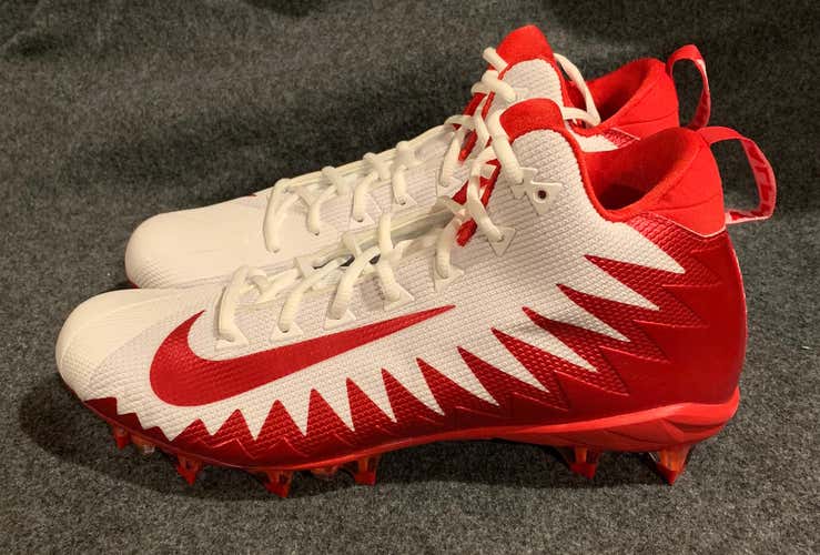 Nike Alpha Menace Pro Mid Football Cleats White/Total Crimson 871451-168  Size 11.5