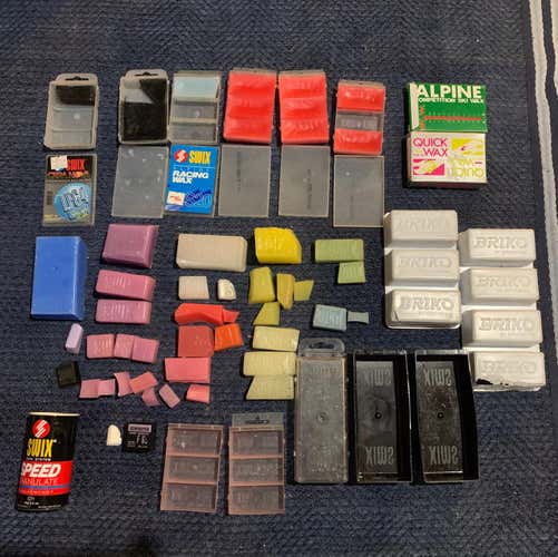 Assorted Used Swix, Briko, Dominator Wax (Various temperature ranges, fluorocarbon content)