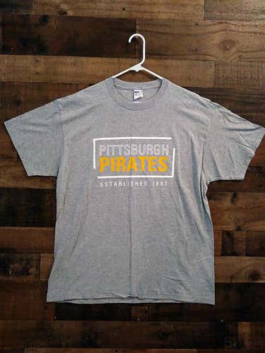 New MLB Baseball PITTSBURGH PIRATES Established 1887 Team Shirt (Grey)