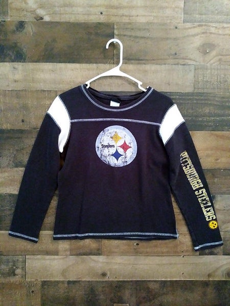 Girls Reebok NFL Football Pittsburgh Steelers Distressed Design Thermal Long Sleeve Shirt