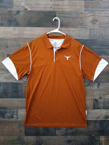 NCAA College UNIVERSITY TEXAS LONGHORNS Team Issue Embroidered Football Button Polo Shirt