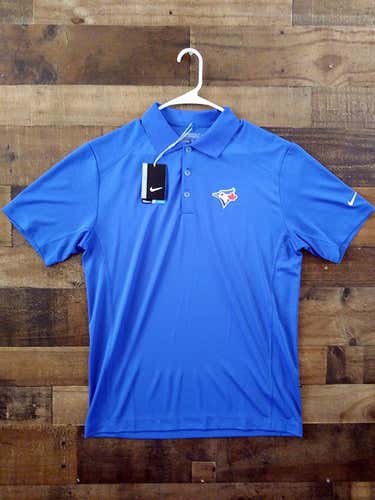 New Nike Golf Dri Fit MLB Baseball TORONTO BLUE JAYS Canadian Issue Button Polo Shirt