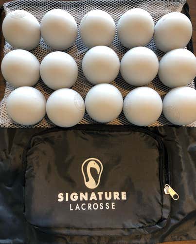 15 New Signature Lacrosse Premium Balls, Plus a Signature Lacrosse Branded Drawstring Bag