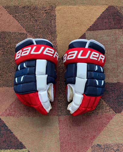 Lightly Used Bauer Nexus 2N 14” Navy/Red/White Gloves