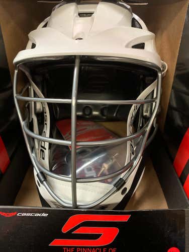 S Helmet All White With Chrome Mask